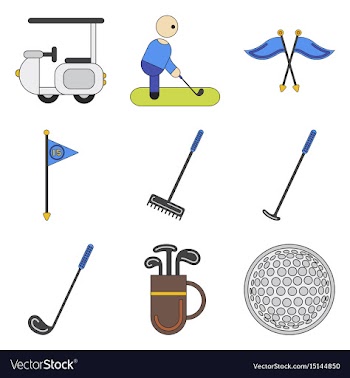 Set of icons in flat design golf equipments vector image