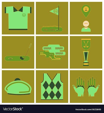 Set of icons in flat design golf equipments vector image