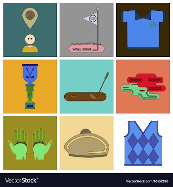 Set of icons in flat design golf equipments vector image