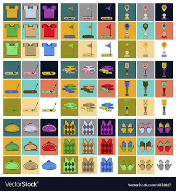Set of icons in flat design golf equipments vector image