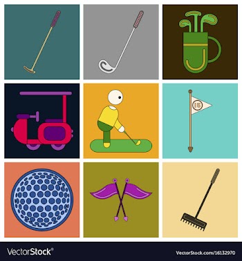 Set of icons in flat design golf equipments vector image