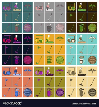 Set of icons in flat design golf equipments vector image