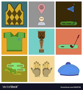 Set of icons in flat design golf equipments vector image