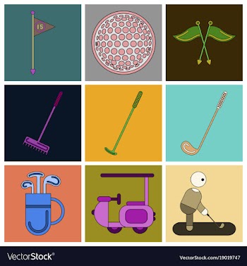 Set of icons in flat design golf equipments vector image
