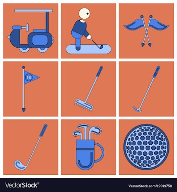 Set of icons in flat design golf equipments vector image