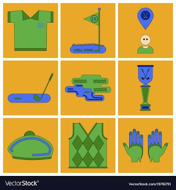 Set of icons in flat design golf equipments vector image
