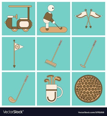 Set of icons in flat design golf equipments vector image
