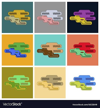 Set of icons in flat design golf hole vector image