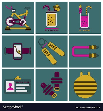 Set of icons in flat design gym equipment vector image
