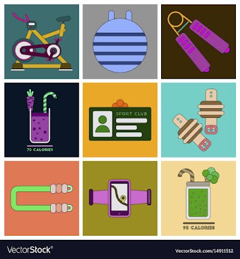 Set of icons in flat design gym equipment vector image