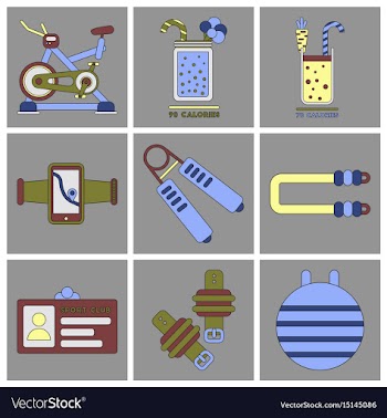 Set of icons in flat design gym equipment vector image