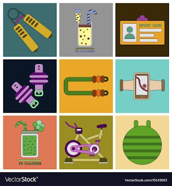 Set of icons in flat design gym equipment vector image