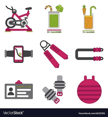 Set of icons in flat design gym equipment vector image
