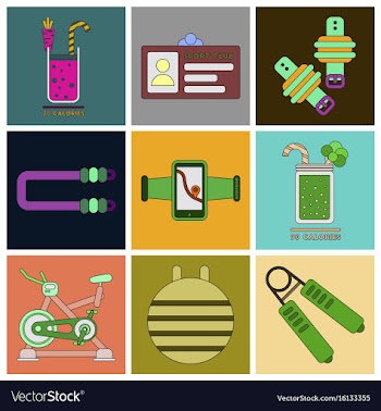 Set of icons in flat design gym equipment vector image
