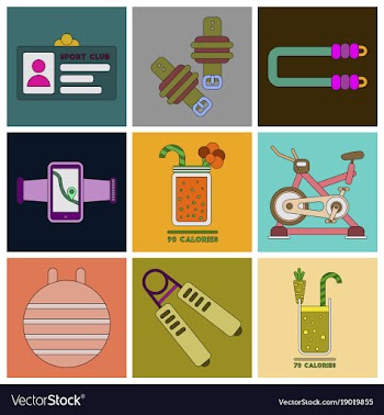 Set of icons in flat design gym equipment vector image