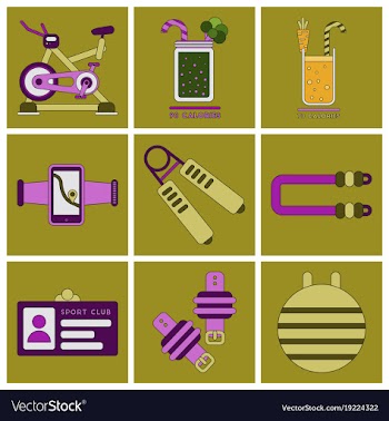 Set of icons in flat design gym equipment vector image