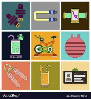 Set of icons in flat design gym equipment vector image