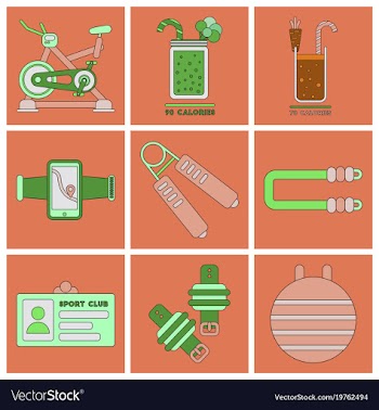 Set of icons in flat design gym equipment vector image