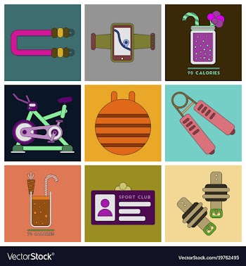 Set of icons in flat design gym equipment vector image