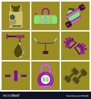 Set of icons in flat design gym vector image