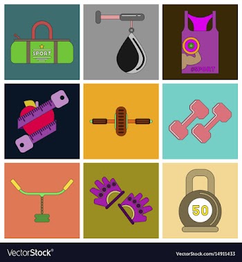 Set of icons in flat design gym vector image
