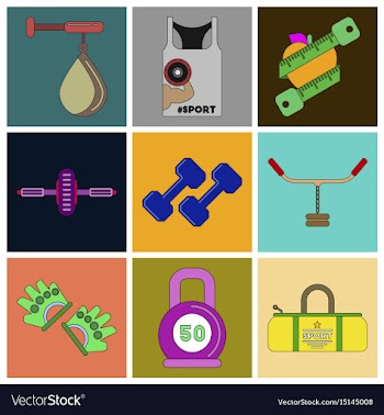 Set of icons in flat design gym vector image