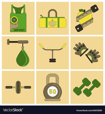 Set of icons in flat design gym vector image
