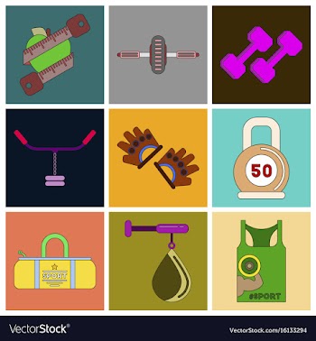 Set of icons in flat design gym vector image