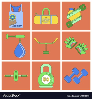 Set of icons in flat design gym vector image