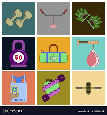Set of icons in flat design gym vector image