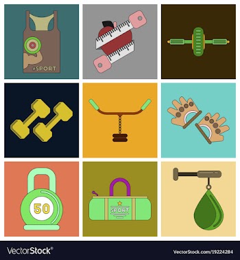 Set of icons in flat design gym vector image