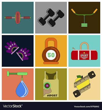 Set of icons in flat design gym vector image