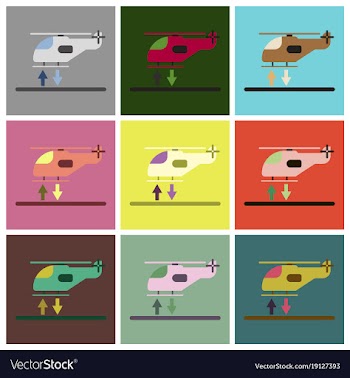 Set of icons in flat design helicopter lands vector image