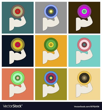 Set of icons in flat design logo bicep vector image