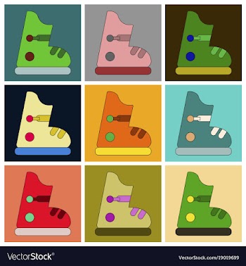 Set of icons in flat design ski boots vector image