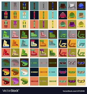 Set of icons in flat design ski equipment vector image