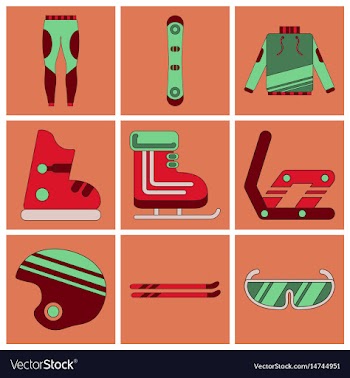 Set of icons in flat design ski equipment vector image