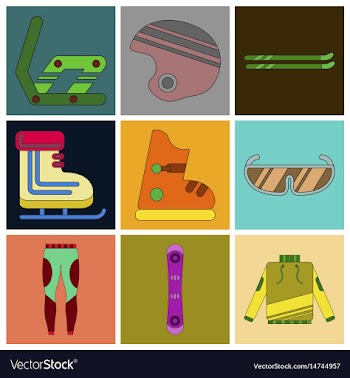 Set of icons in flat design ski equipment vector image