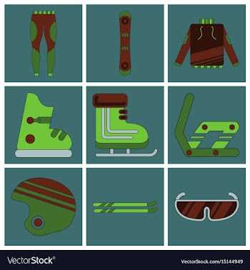 Set of icons in flat design ski equipment vector image