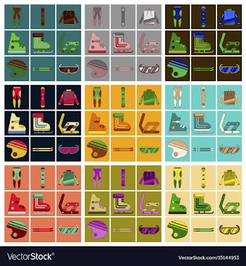Set of icons in flat design ski equipment vector image