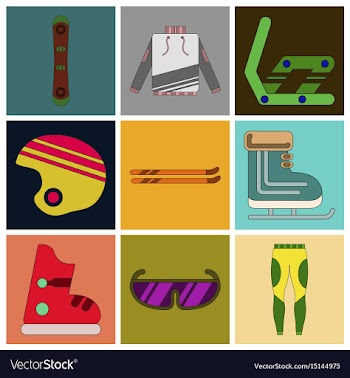 Set of icons in flat design ski equipment vector image