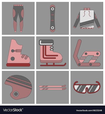 Set of icons in flat design ski equipment vector image