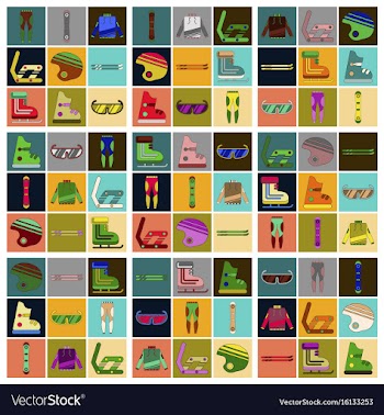 Set of icons in flat design ski equipment vector image