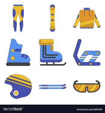 Set of icons in flat design ski equipment vector image