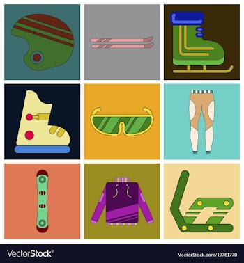 Set of icons in flat design ski equipment vector image