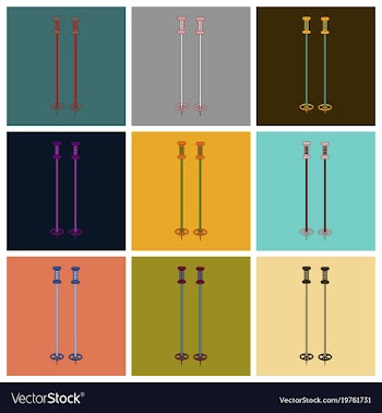 Set of icons in flat design ski poles vector image