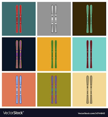 Set of icons in flat design ski vector image
