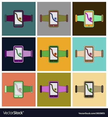 Set of icons in flat design smartphone for running vector image