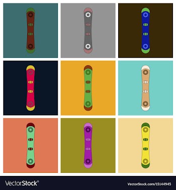 Set of icons in flat design snowboard vector image
