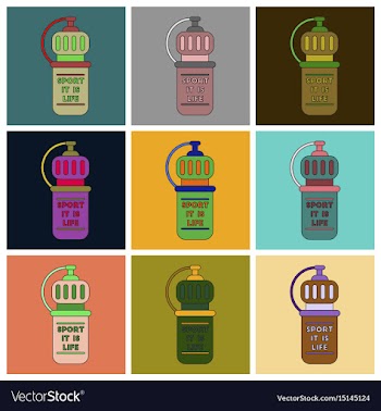 Set of icons in flat design sports bottle vector image
